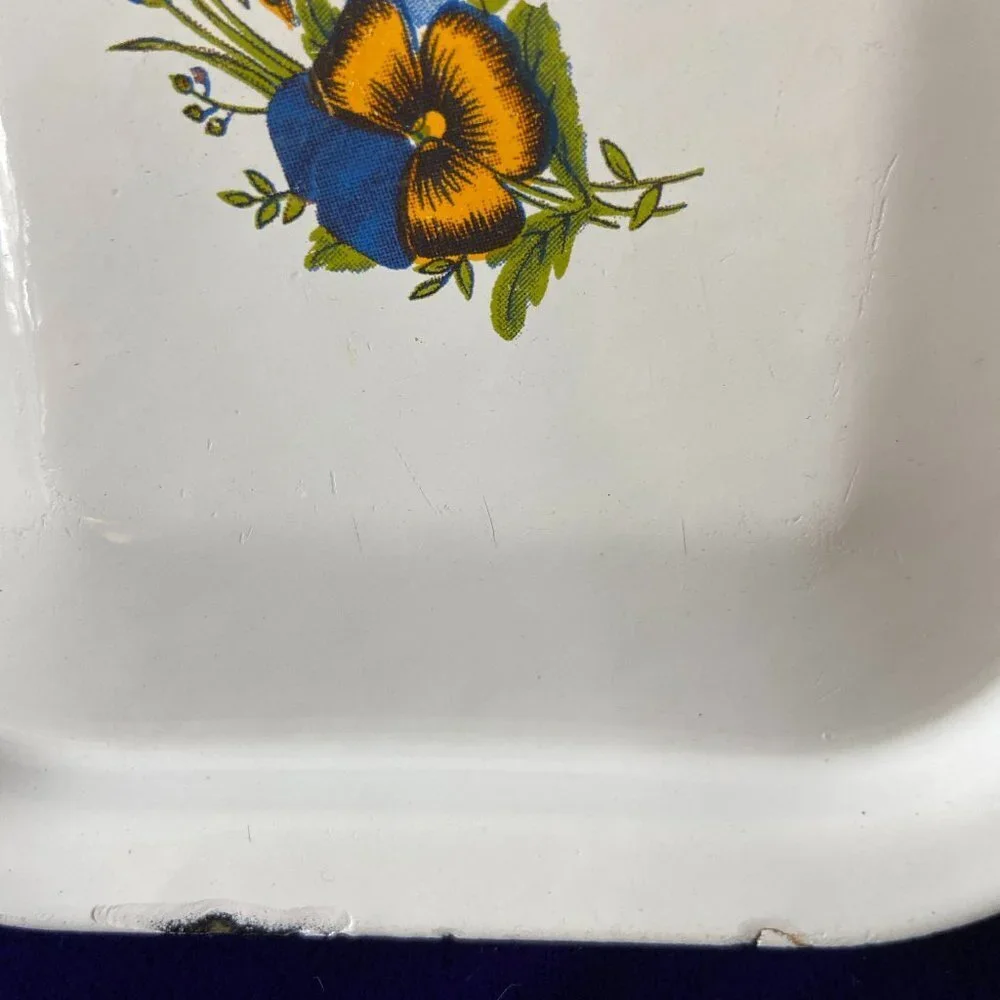 Vintage Russia Metal Enamelware refrigerator Box Lid